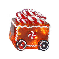 Illuminated Gingerbread Train Freight Car Peppermint Candy, LED